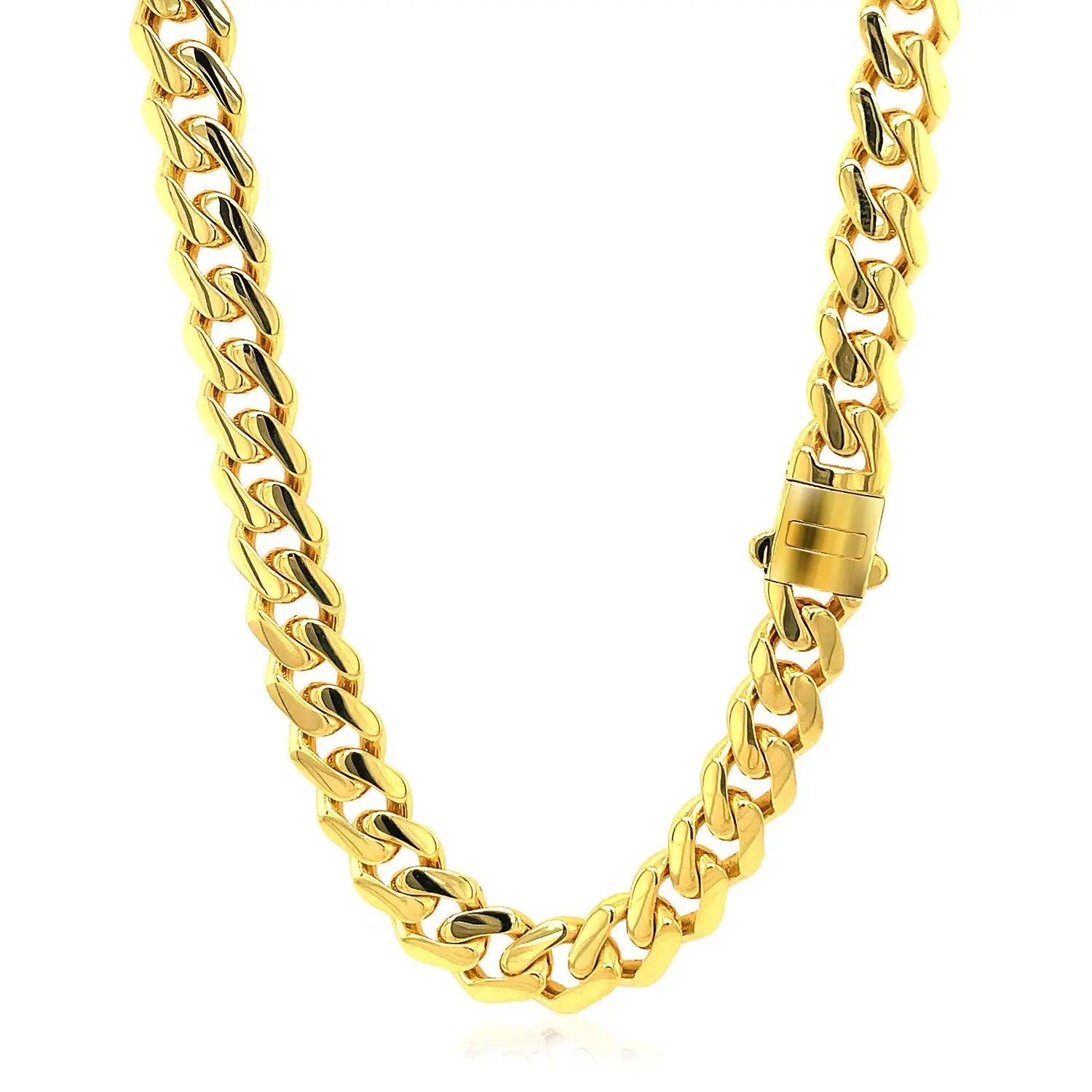 14k Yellow Gold Polished Miami Cuban Chain Necklace RCJ Necklaces  CELESTIA LUXE JEWELLERS