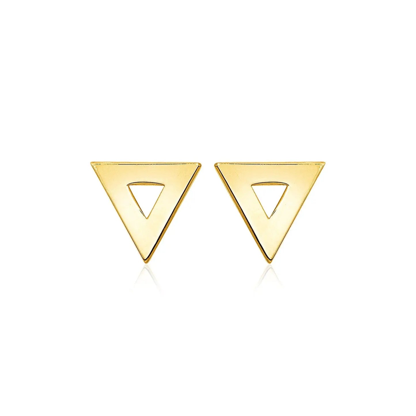 14k Yellow Gold Polished Open Triangle Post Earrings RCJ Earrings  CELESTIA LUXE JEWELLERS
