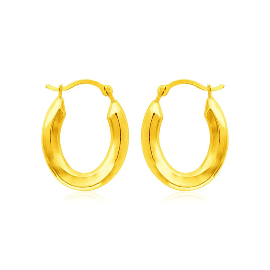 14k Yellow Gold Polished Oval Hoop Earrings RCJ Earrings  CELESTIA LUXE JEWELLERS