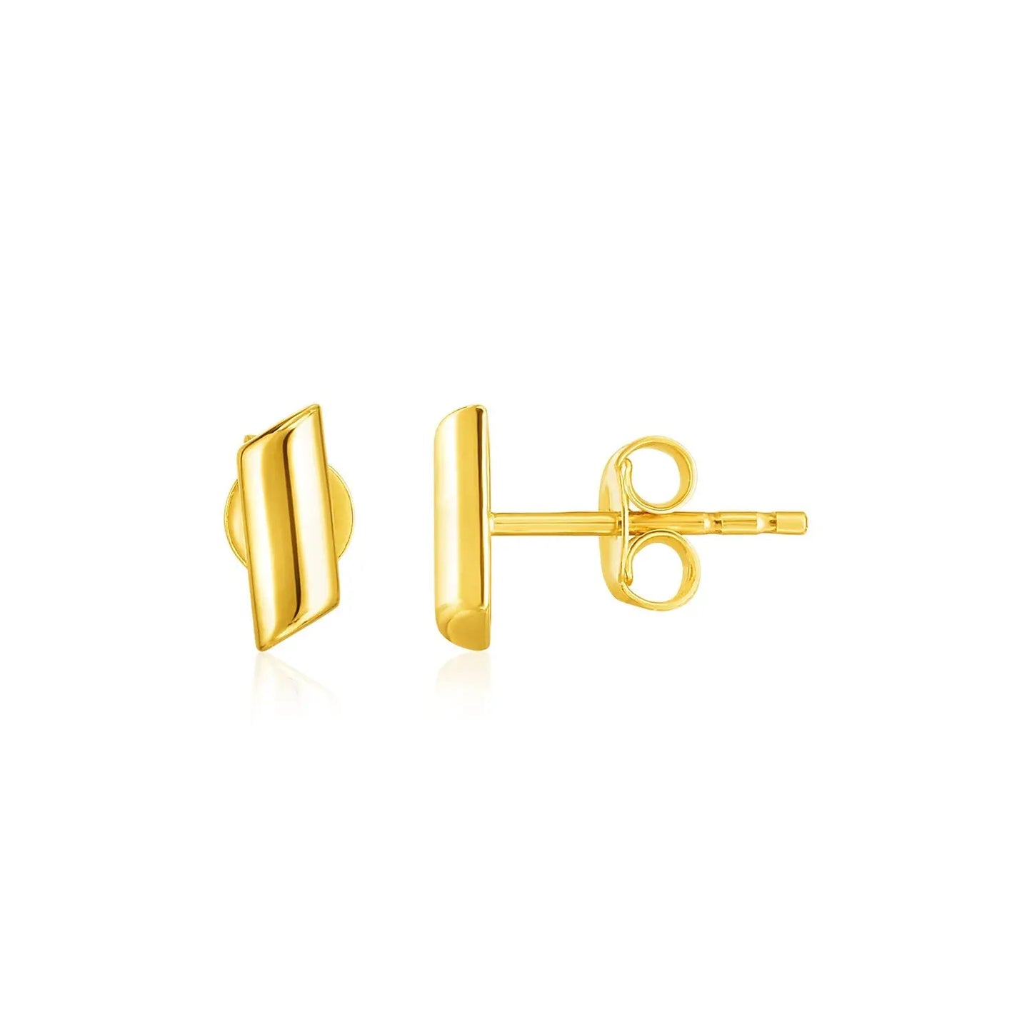 14k Yellow Gold Polished Rectangular Post Earrings RCJ Earrings  CELESTIA LUXE JEWELLERS