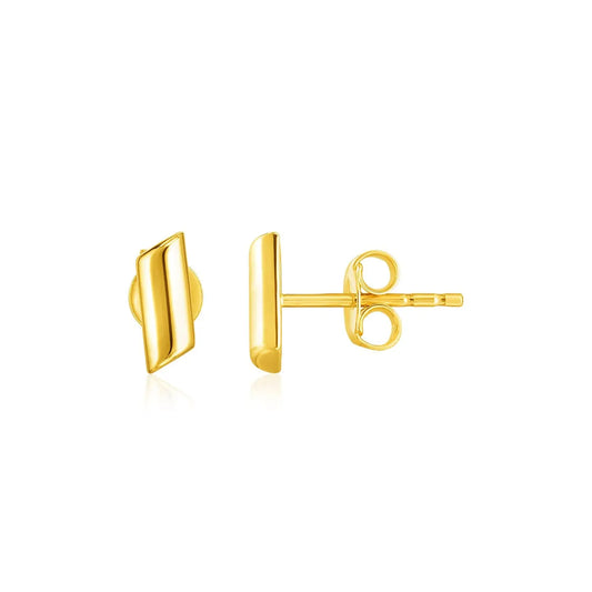 14k Yellow Gold Polished Rectangular Post Earrings RCJ Earrings  CELESTIA LUXE JEWELLERS