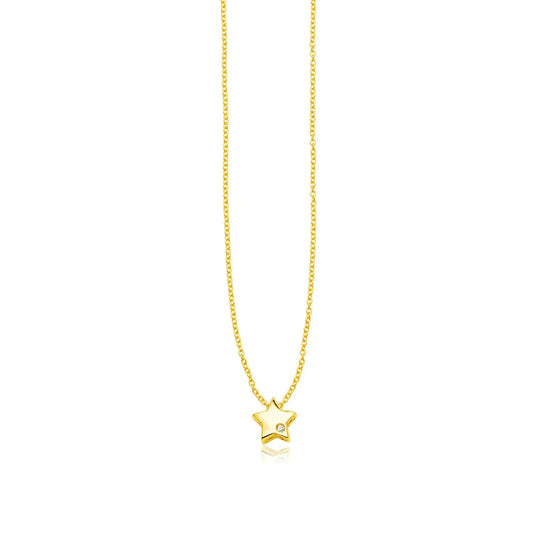 14k Yellow Gold Polished Star Necklace with Diamond RCJ Necklaces  CELESTIA LUXE JEWELLERS