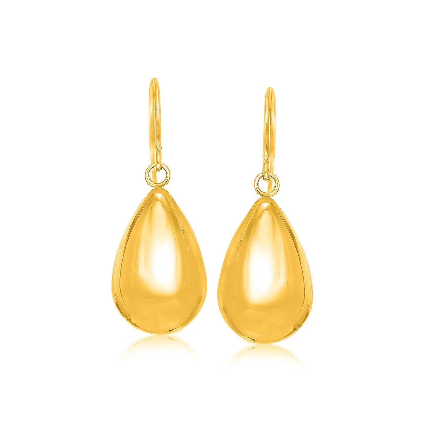 14k Yellow Gold Polished Teardrop Motif Drop Earrings RCJ Earrings  CELESTIA LUXE JEWELLERS