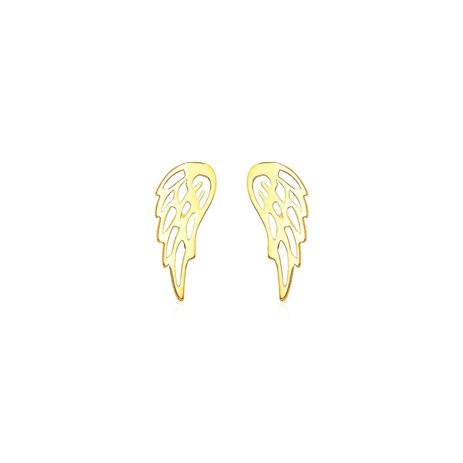 14k Yellow Gold Polished Wing Post Earrings RCJ Earrings  CELESTIA LUXE JEWELLERS