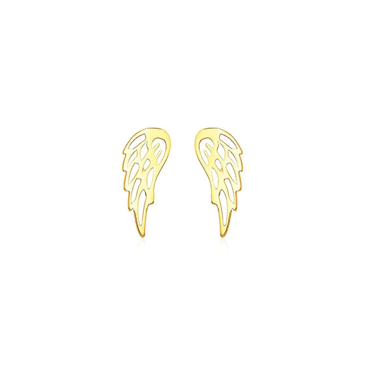 14k Yellow Gold Polished Wing Post Earrings RCJ Earrings  CELESTIA LUXE JEWELLERS