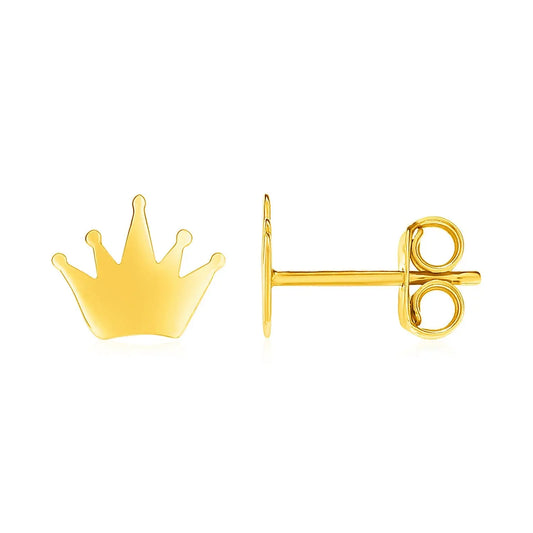 14k Yellow Gold Post Earrings with Crowns RCJ Earrings  CELESTIA LUXE JEWELLERS