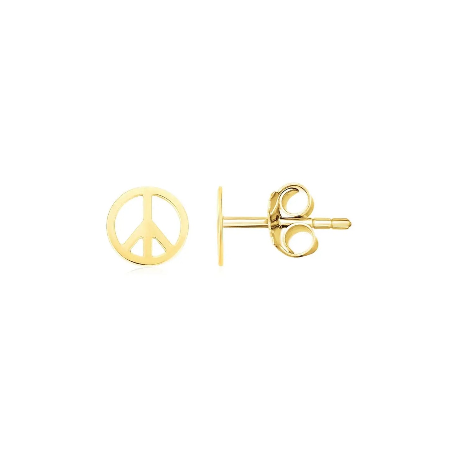 14k Yellow Gold Post Earrings with Peace Signs(6.9mm) RCJ Earrings  CELESTIA LUXE JEWELLERS