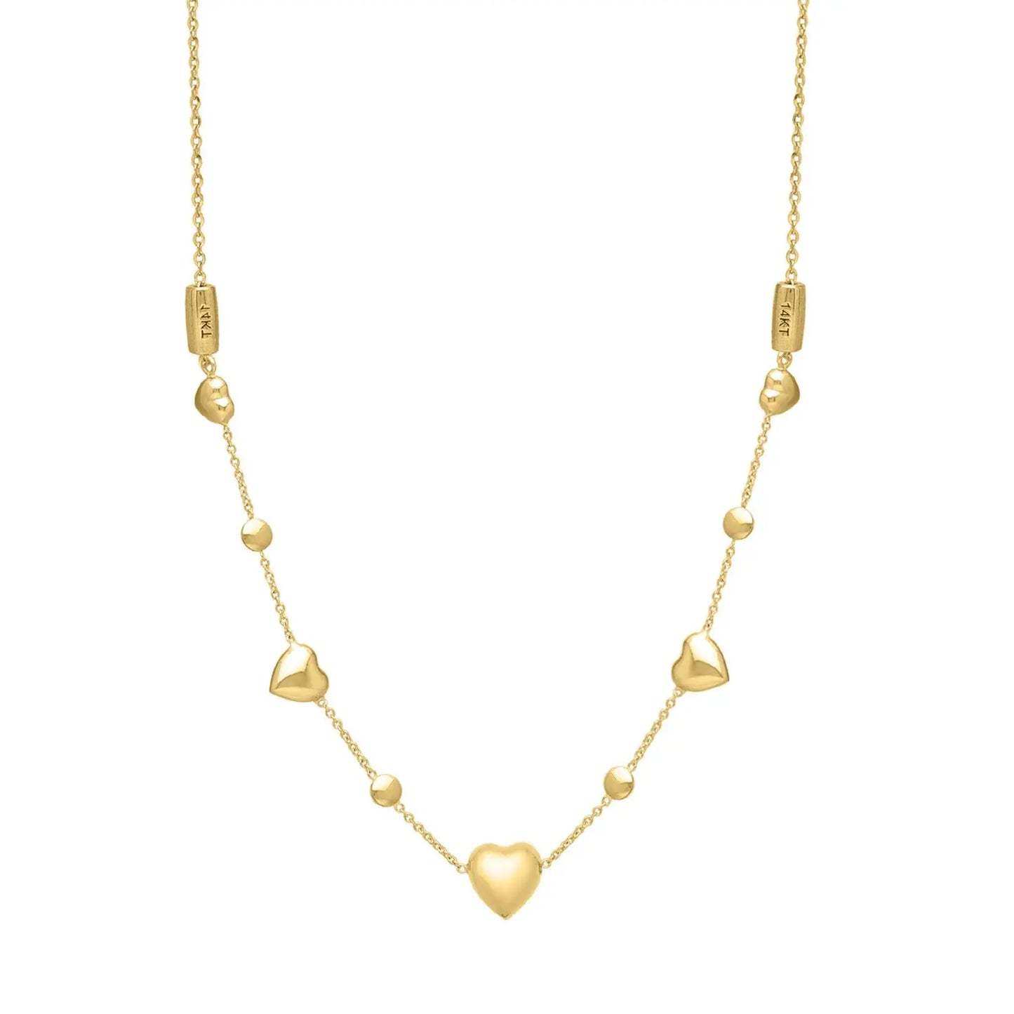14k Yellow Gold Puff Heart Adjustable Necklace RCJ Necklaces  CELESTIA LUXE JEWELLERS