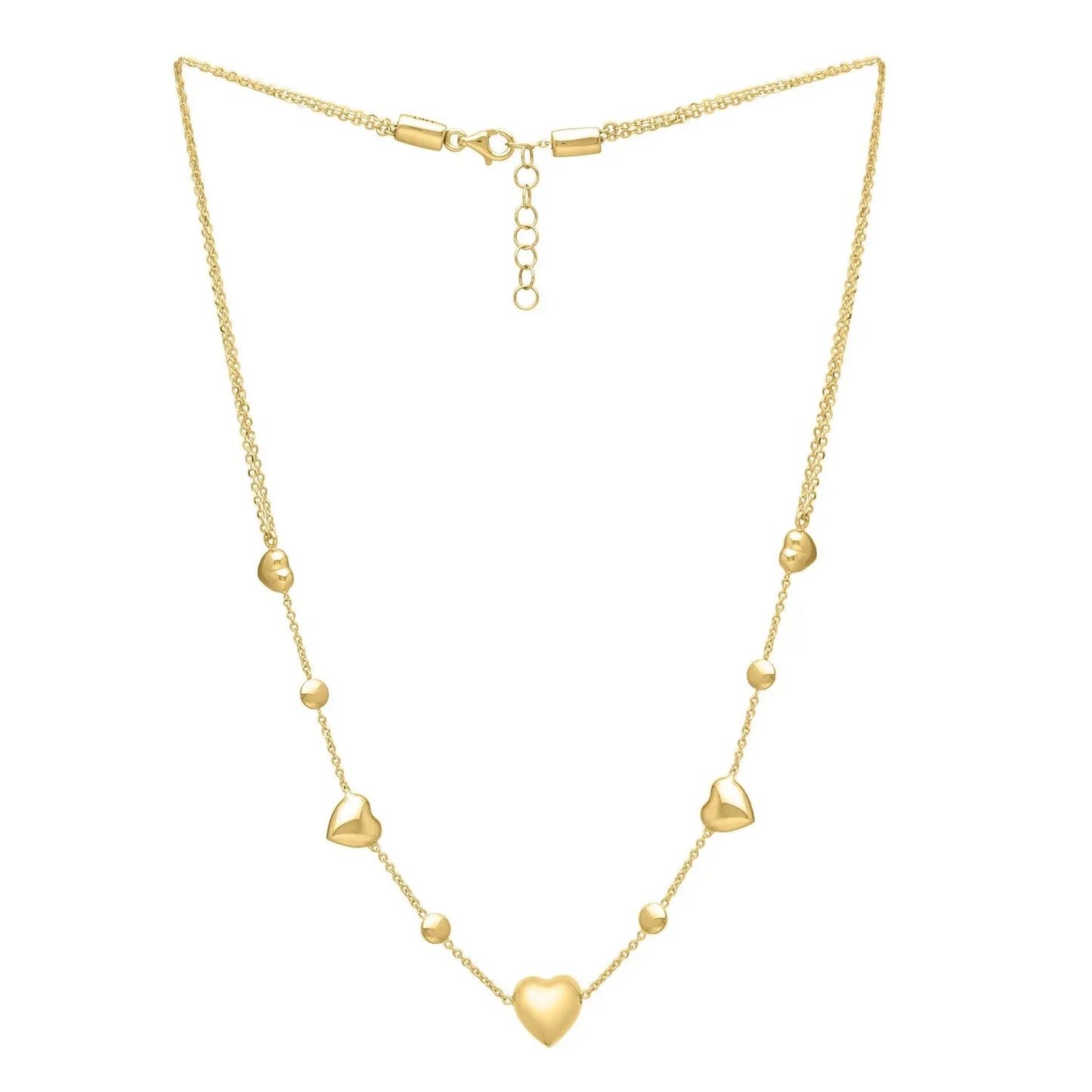 14k Yellow Gold Puff Heart Adjustable Necklace RCJ Necklaces  CELESTIA LUXE JEWELLERS