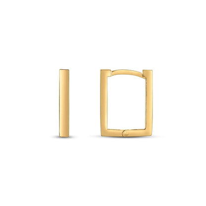 14k Yellow Gold Rectangle Huggie Hoops RCJ Earrings  CELESTIA LUXE JEWELLERS