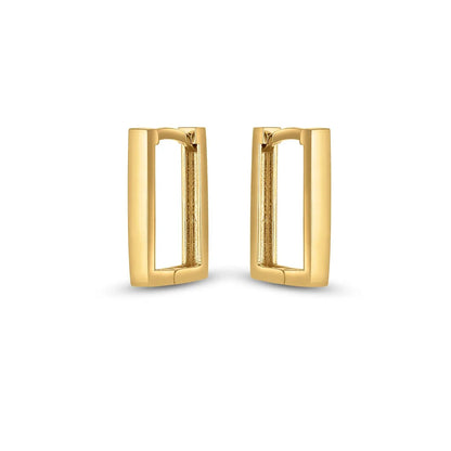 14k Yellow Gold Rectangle Huggie Hoops RCJ Earrings  CELESTIA LUXE JEWELLERS