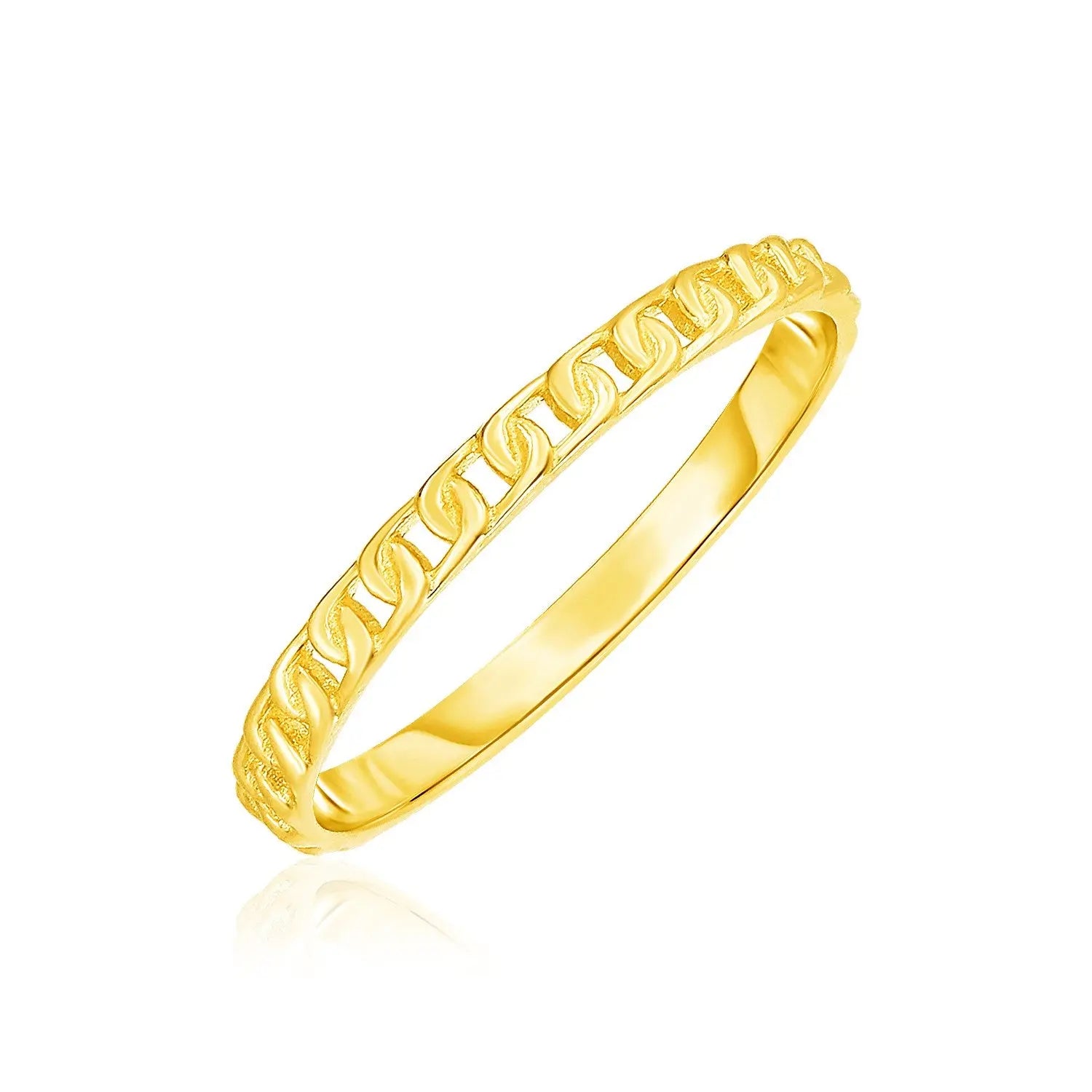 14k Yellow Gold Ring with Bead Texture RCJ Rings  CELESTIA LUXE JEWELLERS