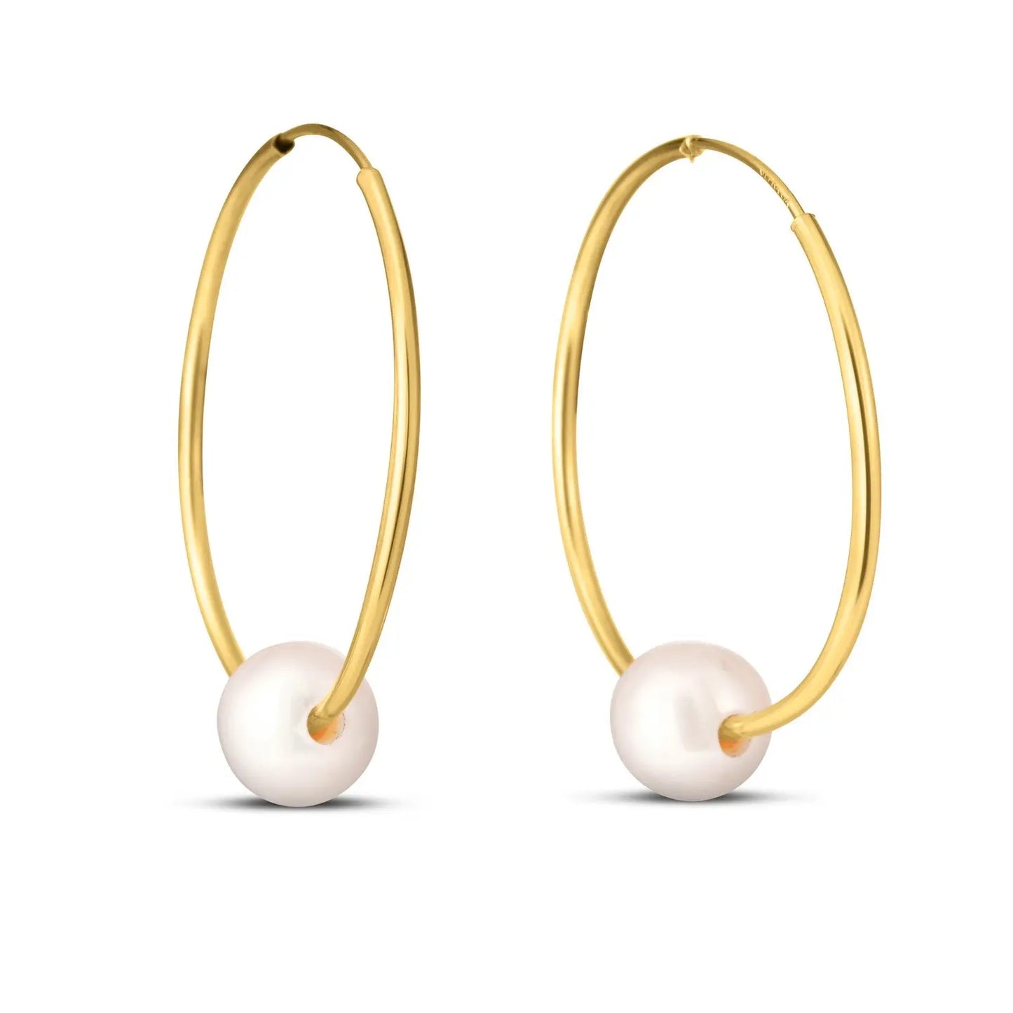 14k Yellow Gold Round Endless Pearl Earring(1x25mm) RCJ Earrings  CELESTIA LUXE JEWELLERS