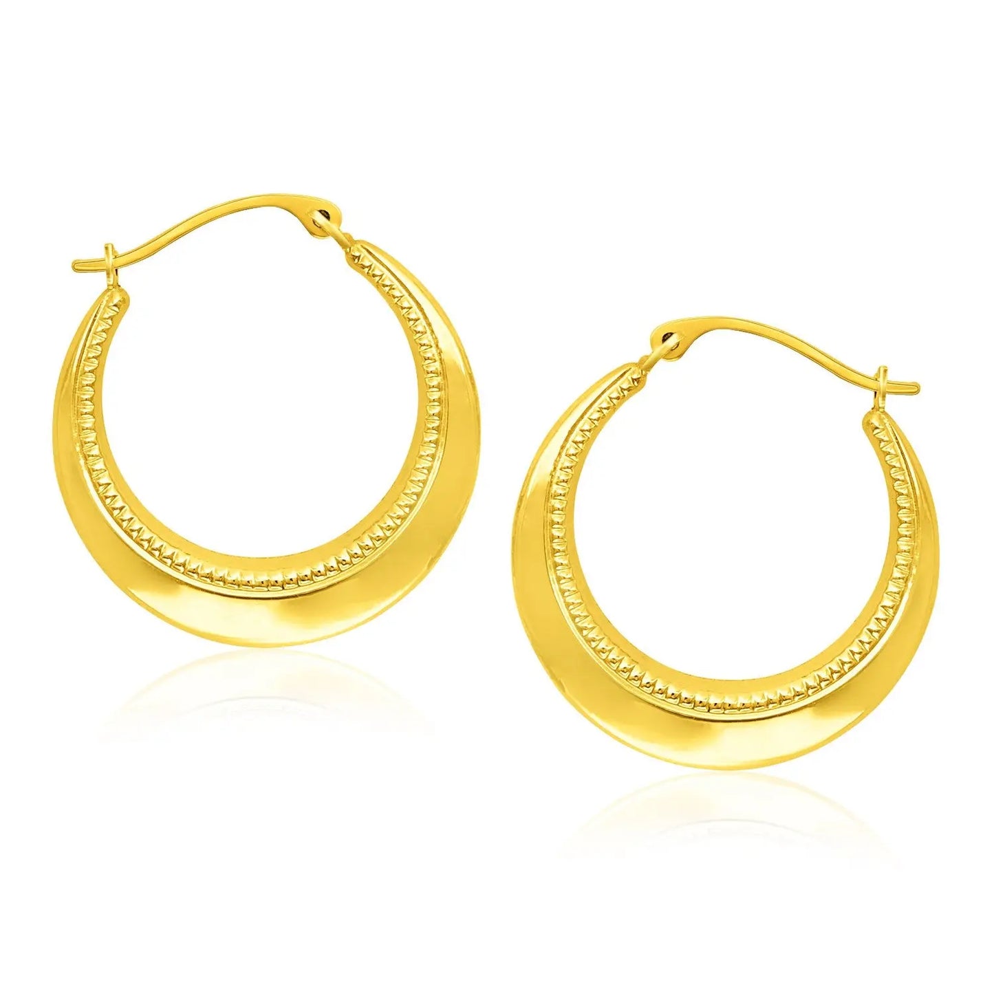 14k Yellow Gold Round Rope Texture Hoop Earrings RCJ Earrings  CELESTIA LUXE JEWELLERS
