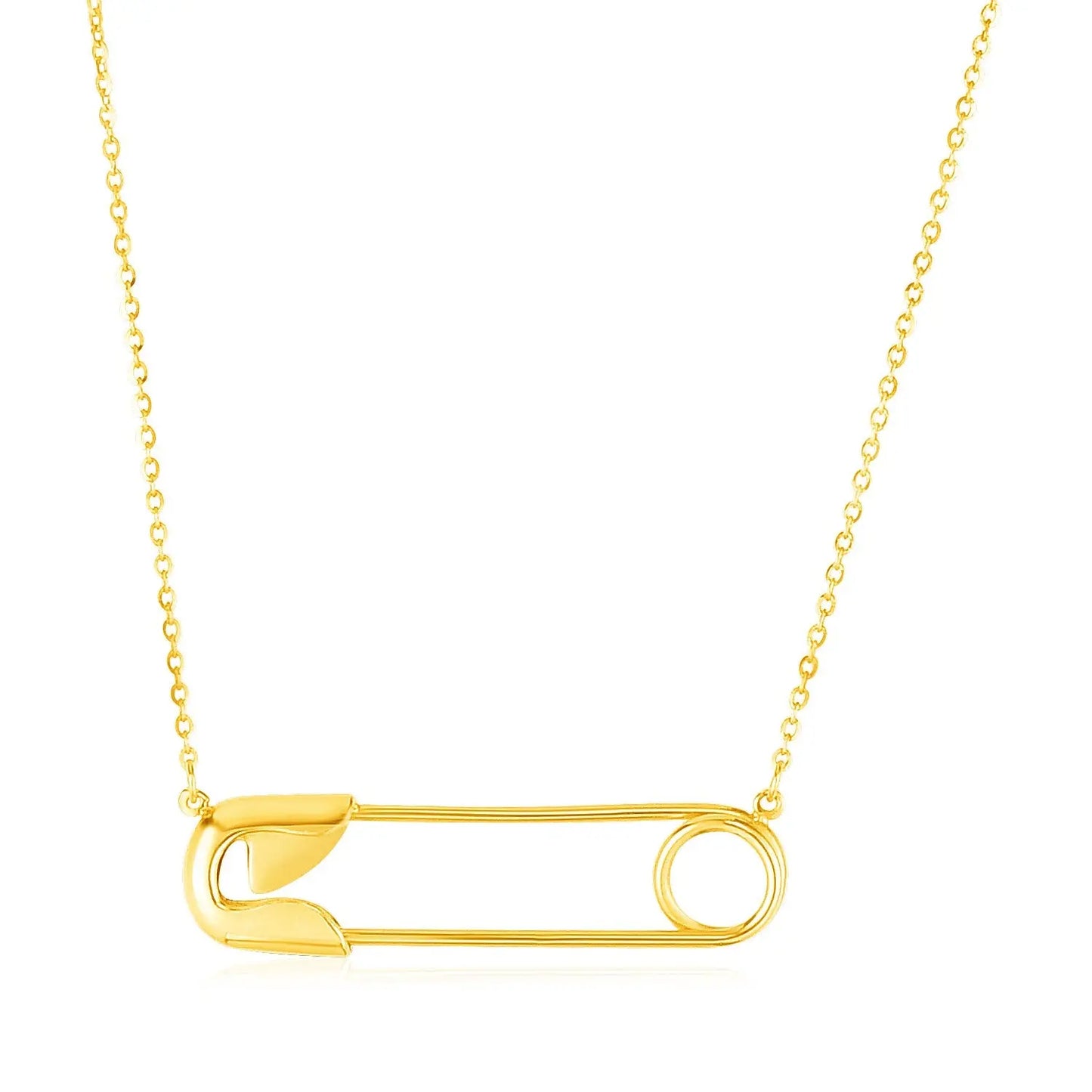 14k Yellow Gold Safety Pin Necklace RCJ Necklaces  CELESTIA LUXE JEWELLERS