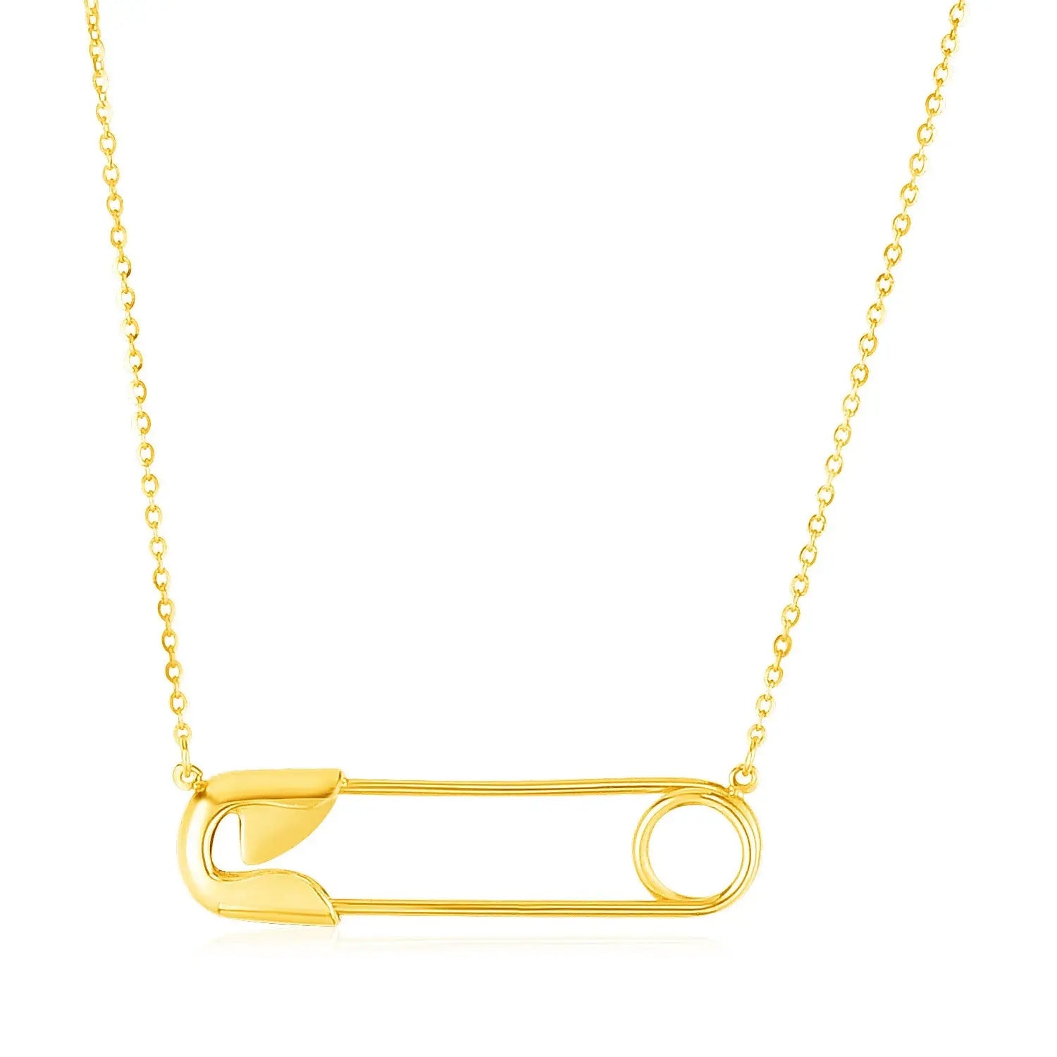 14k Yellow Gold Safety Pin Necklace RCJ Necklaces  CELESTIA LUXE JEWELLERS