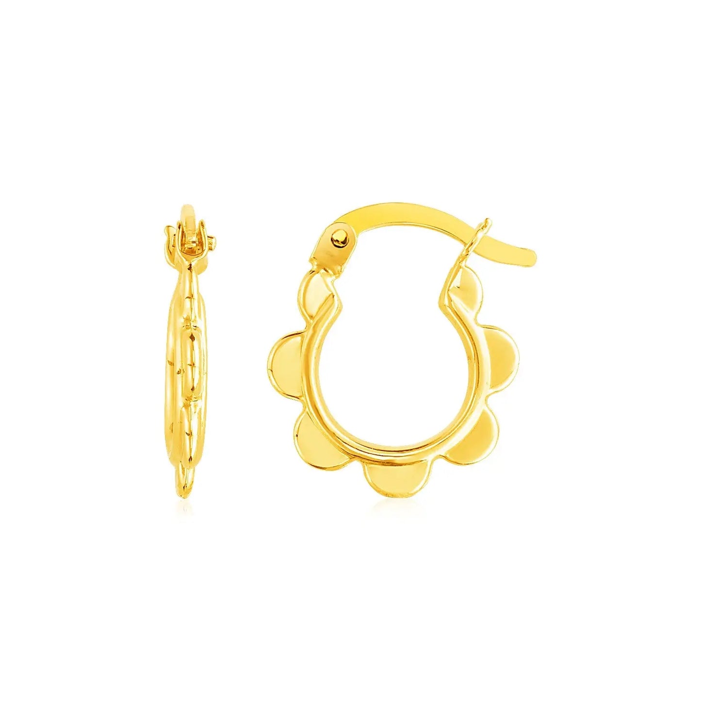 14k Yellow Gold Scalloped Hoop Earrings RCJ Earrings  CELESTIA LUXE JEWELLERS