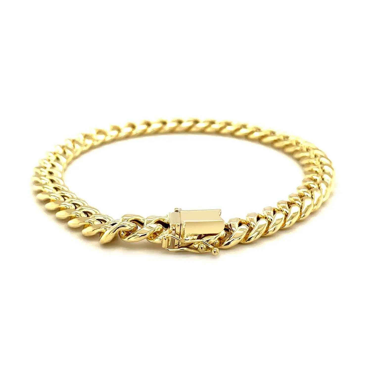 14k Yellow Gold Semi Solid Miami Cuban Bracelet (7.20 mm) RCJ Bracelets  CELESTIA LUXE JEWELLERS