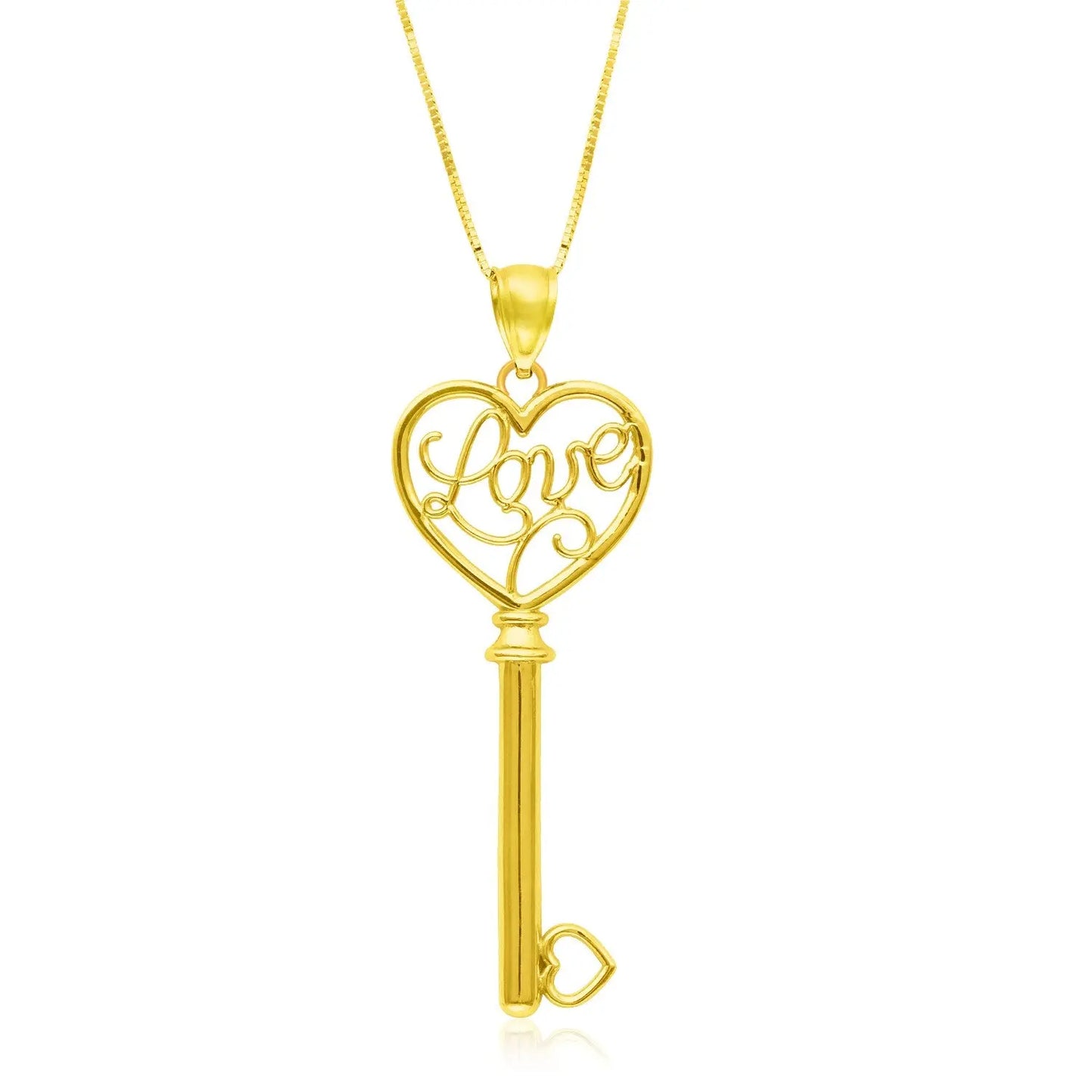 14k Yellow Gold Skeleton Key Style LOVE Pendant RCJ Pendants  CELESTIA LUXE JEWELLERS