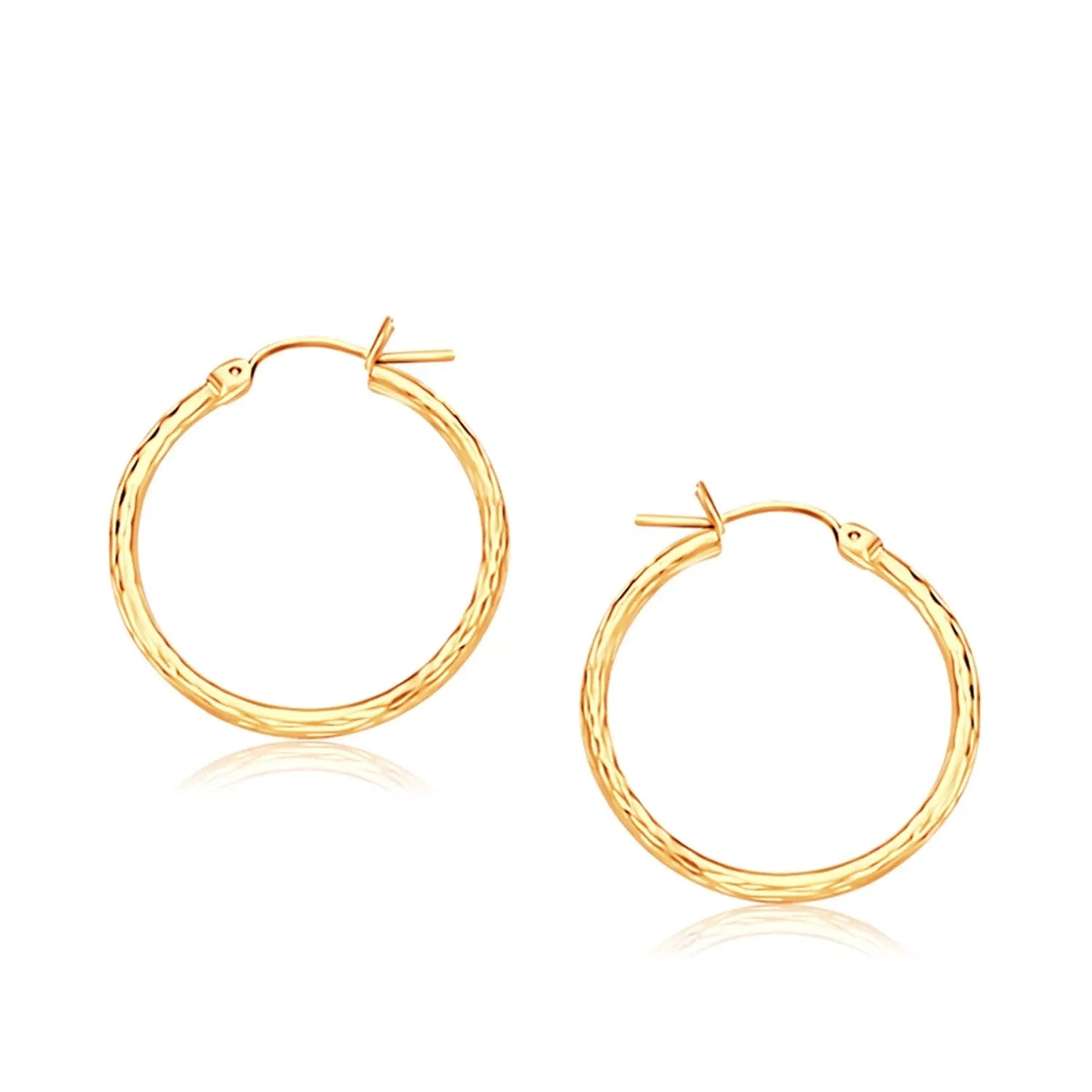 14k Yellow Gold Slender Hoop Earring with Diamond-Cut Finish (25mm Diameter) RCJ Earrings  CELESTIA LUXE JEWELLERS