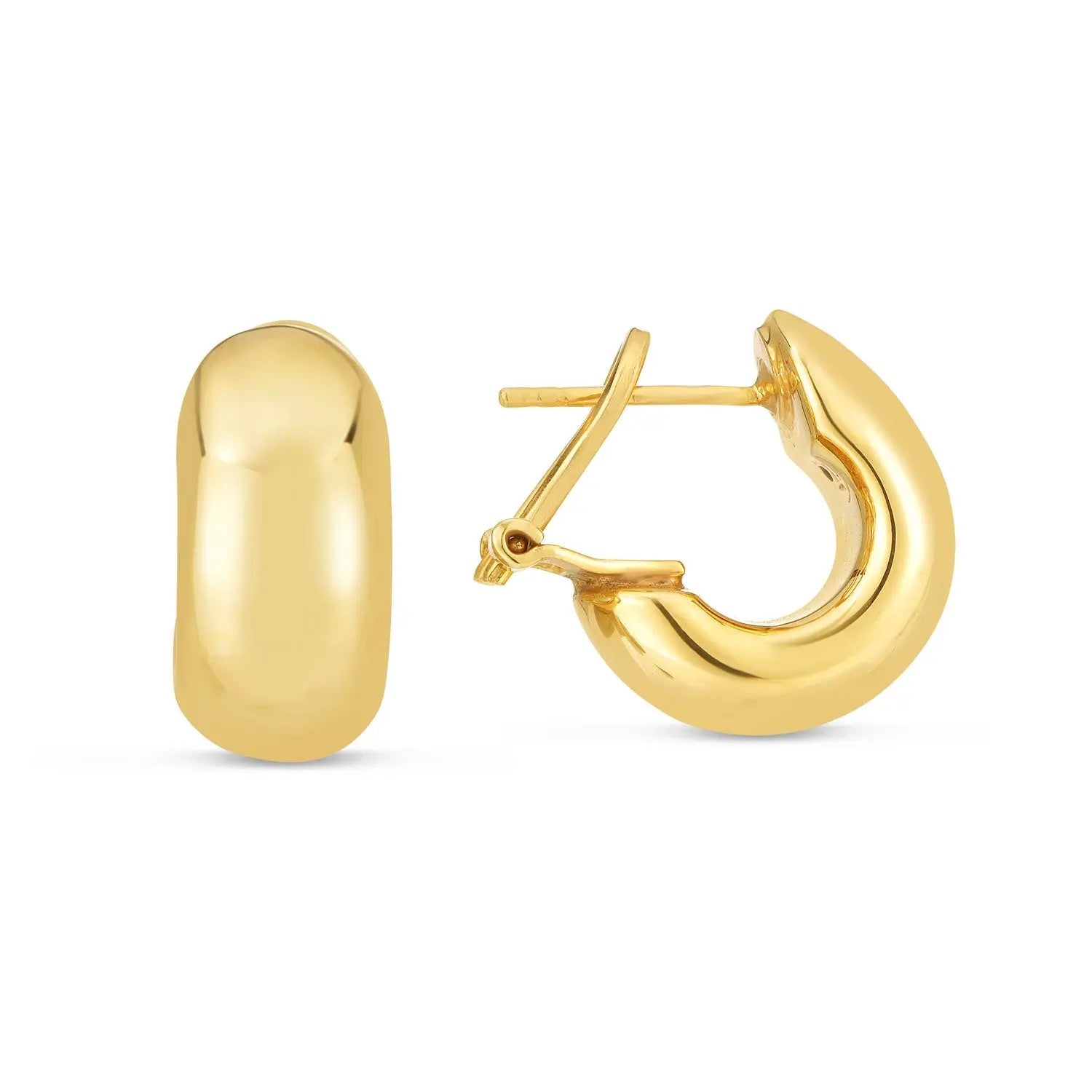 14k Yellow Gold Small Omega C Hoops RCJ Earrings  CELESTIA LUXE JEWELLERS