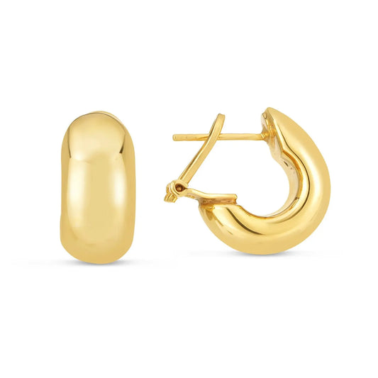 14k Yellow Gold Small Omega C Hoops RCJ Earrings  CELESTIA LUXE JEWELLERS