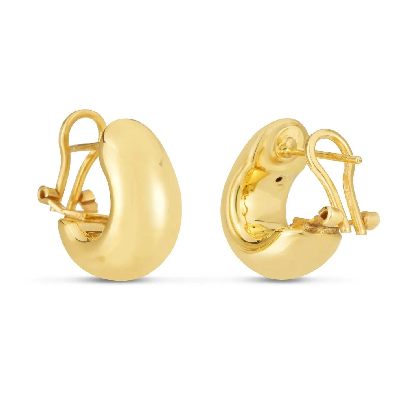 14k Yellow Gold Small Omega C Hoops RCJ Earrings  CELESTIA LUXE JEWELLERS