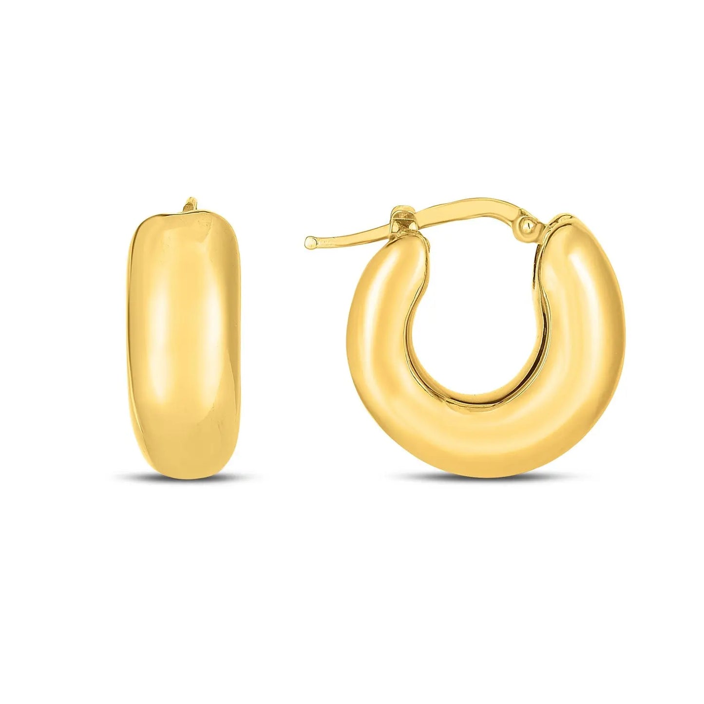 14k Yellow Gold Small Puffy Hoops RCJ Earrings  CELESTIA LUXE JEWELLERS