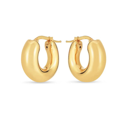 14k Yellow Gold Small Puffy Hoops RCJ Earrings  CELESTIA LUXE JEWELLERS
