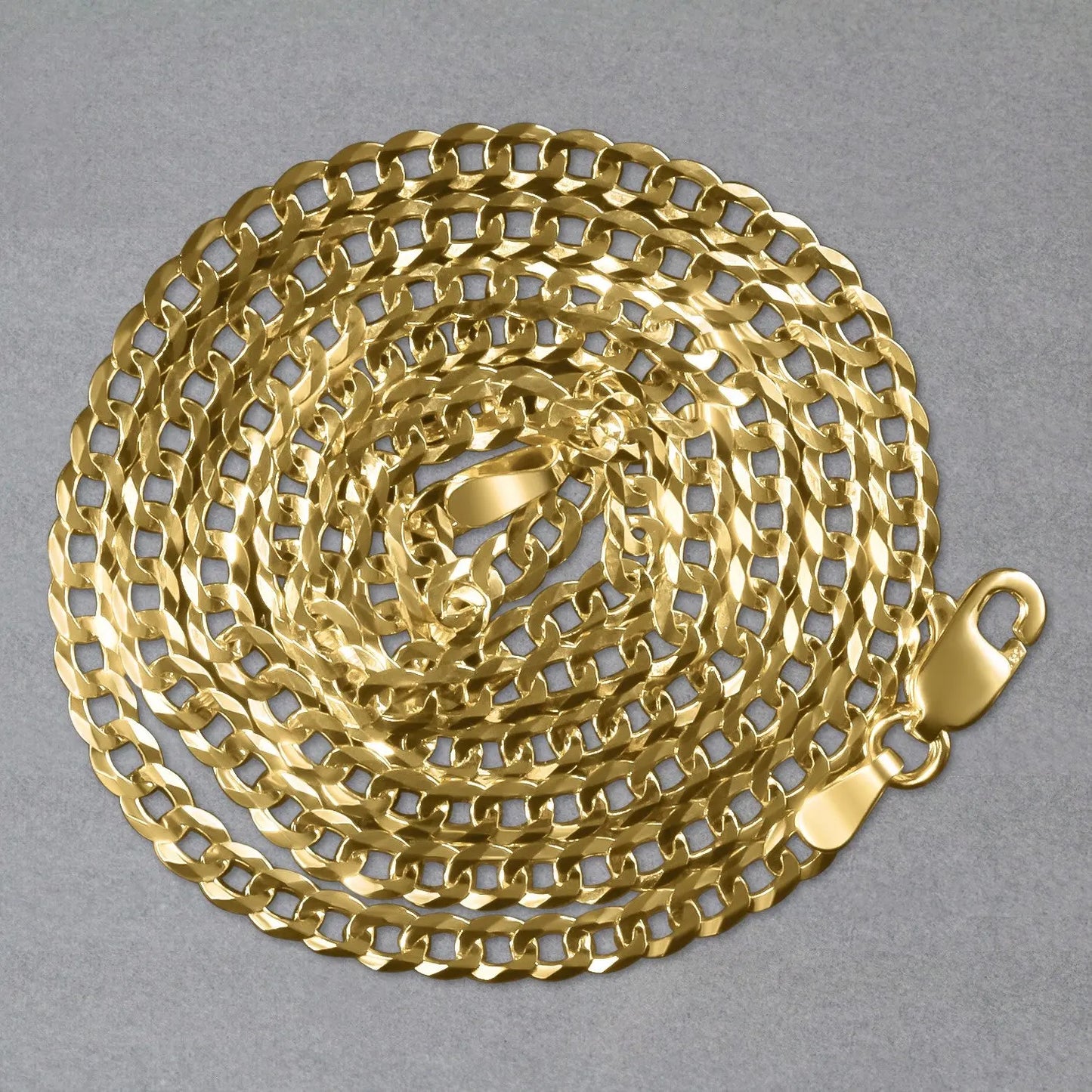 14k Yellow Gold Solid Curb Chain (3.20 mm) RCJ Chains  CELESTIA LUXE JEWELLERS