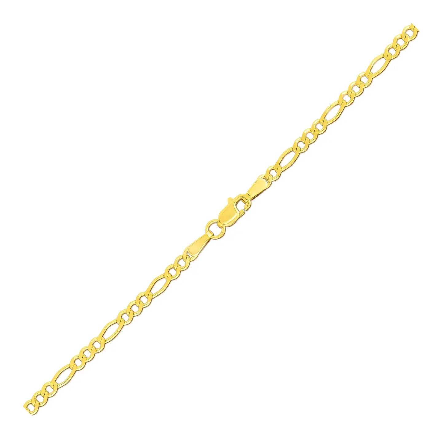 14k Yellow Gold Solid Figaro Bracelet (2.80 mm) RCJ Bracelets  CELESTIA LUXE JEWELLERS