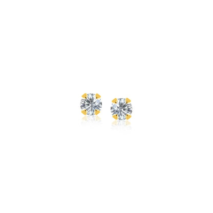 14k Yellow Gold Stud Earrings with Faceted White Cubic Zirconia(2mm) RCJ Earrings  CELESTIA LUXE JEWELLERS