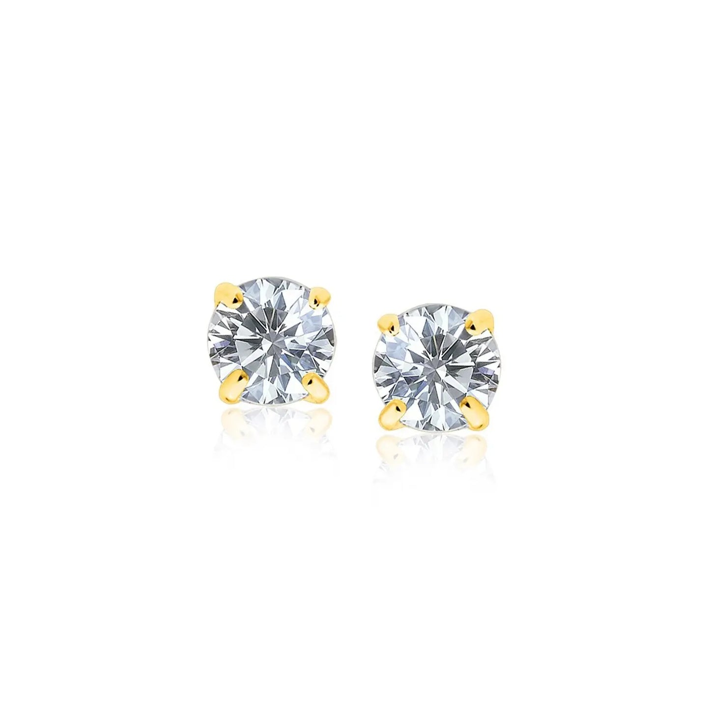 14k Yellow Gold Stud Earrings with White Hue Faceted Cubic Zirconia(5mm) RCJ Earrings  CELESTIA LUXE JEWELLERS