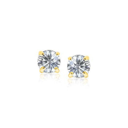 14k Yellow Gold Stud Earrings with White Hue Faceted Cubic Zirconia(5mm) RCJ Earrings  CELESTIA LUXE JEWELLERS