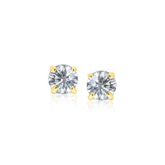 14k Yellow Gold Stud Earrings with White Hue Faceted Cubic Zirconia(5mm) RCJ Earrings  CELESTIA LUXE JEWELLERS