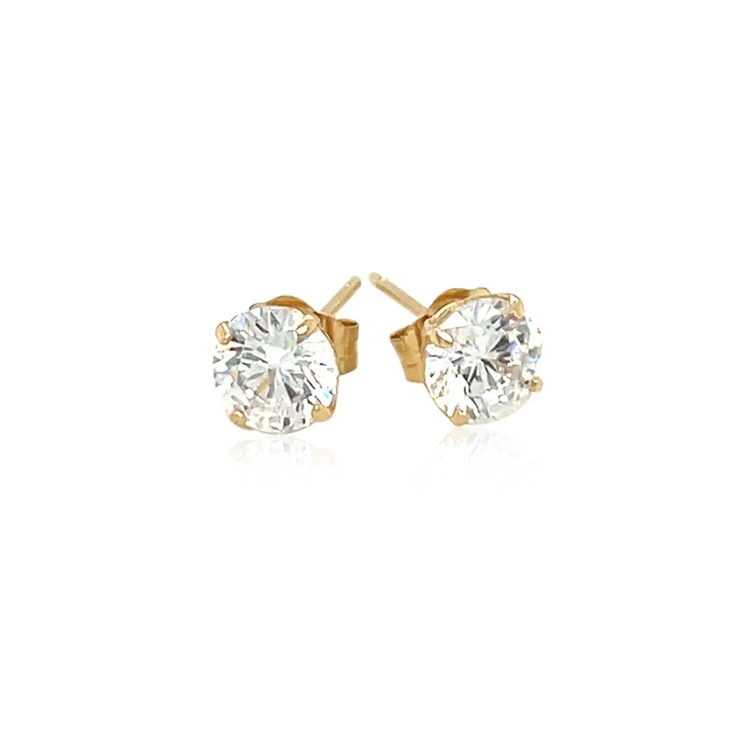 14k Yellow Gold Stud Earrings with White Hue Faceted Cubic Zirconia(5mm) RCJ Earrings  CELESTIA LUXE JEWELLERS