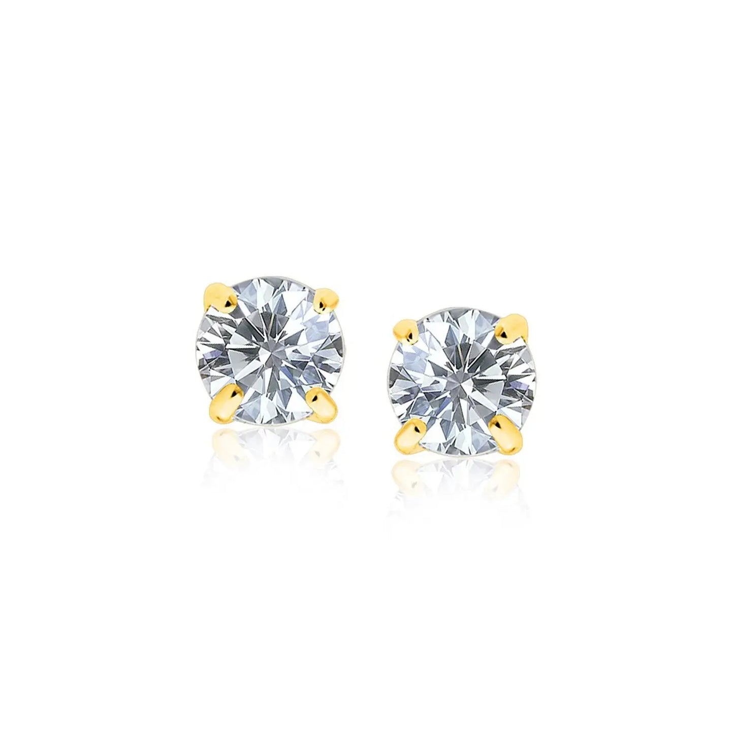 14k Yellow Gold Stud Earrings with White Hue Faceted Cubic Zirconia(6mm) RCJ Earrings  CELESTIA LUXE JEWELLERS