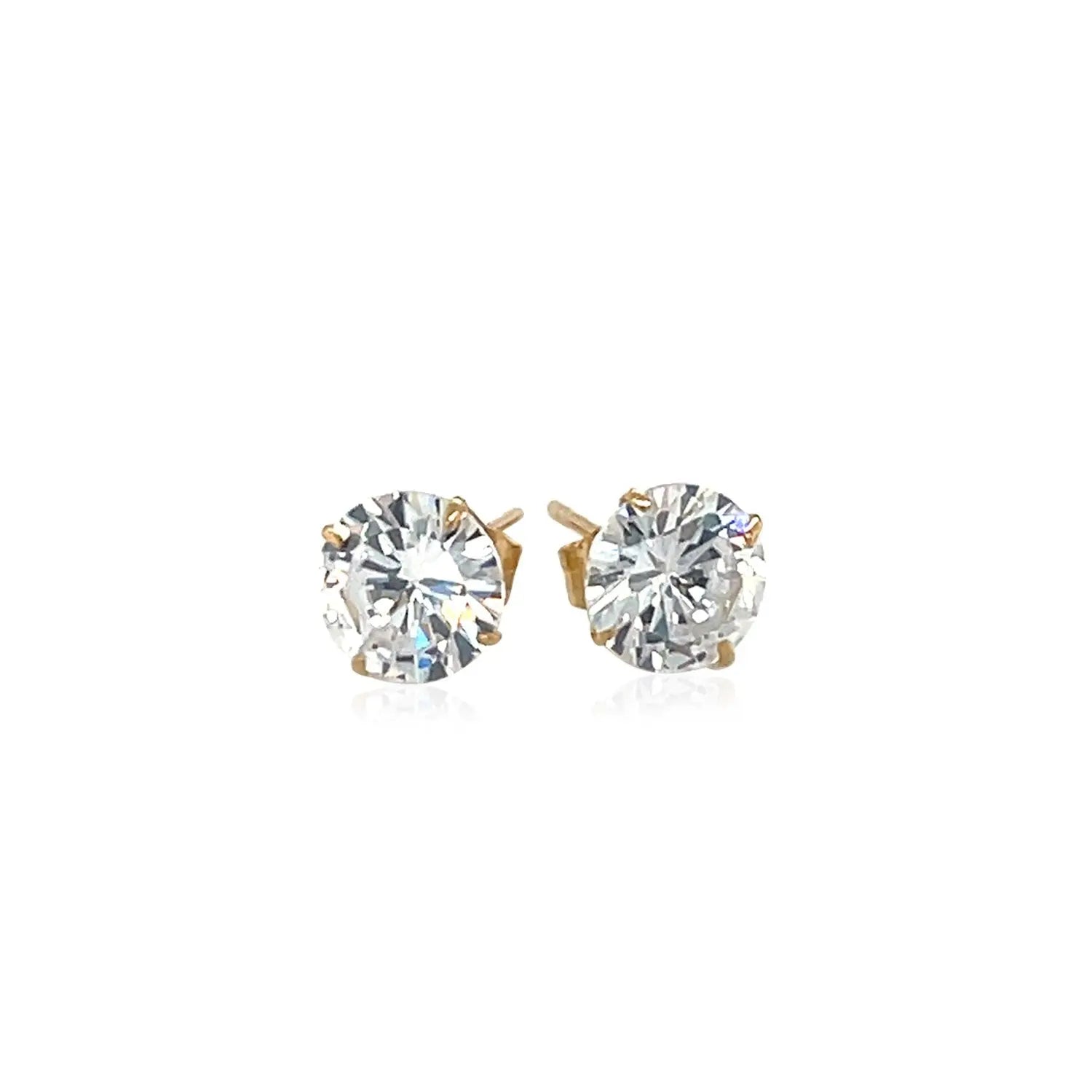 14k Yellow Gold Stud Earrings with White Hue Faceted Cubic Zirconia(6mm) RCJ Earrings  CELESTIA LUXE JEWELLERS