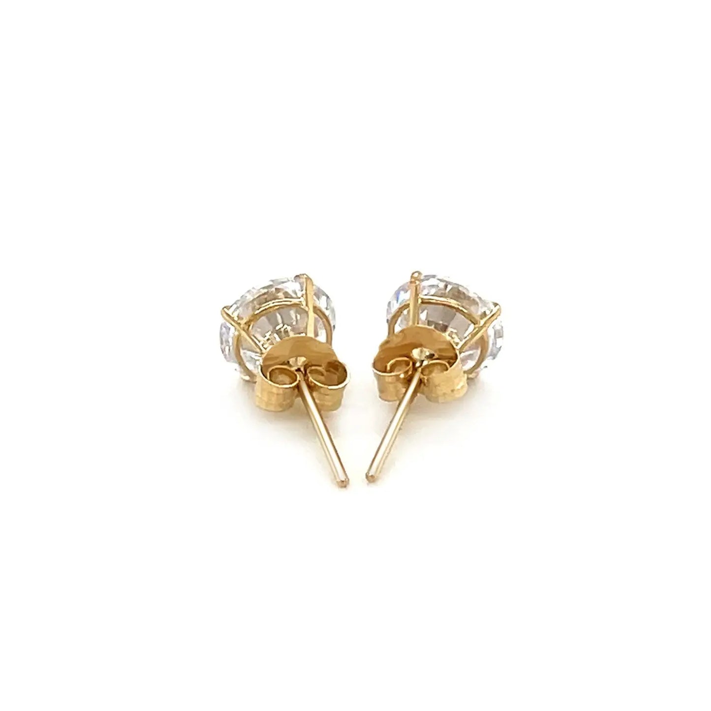 14k Yellow Gold Stud Earrings with White Hue Faceted Cubic Zirconia(6mm) RCJ Earrings  CELESTIA LUXE JEWELLERS