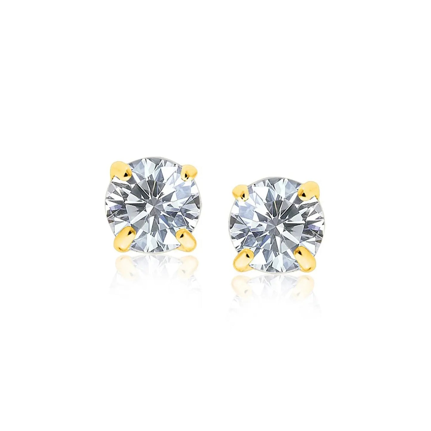 14k Yellow Gold Stud Earrings with White Hue Faceted Cubic Zirconia(7mm) RCJ Earrings  CELESTIA LUXE JEWELLERS