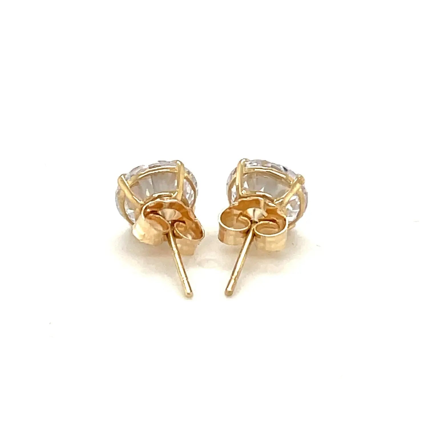 14k Yellow Gold Stud Earrings with White Hue Faceted Cubic Zirconia(7mm) RCJ Earrings  CELESTIA LUXE JEWELLERS