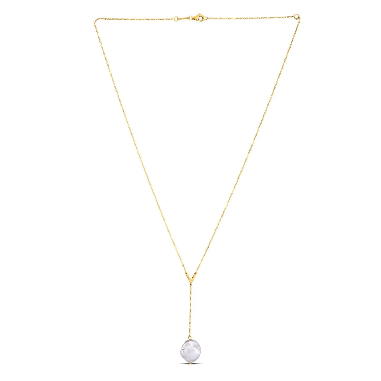 14k Yellow Gold Tesoro Pearl Lariat Necklace RCJ Necklaces  CELESTIA LUXE JEWELLERS