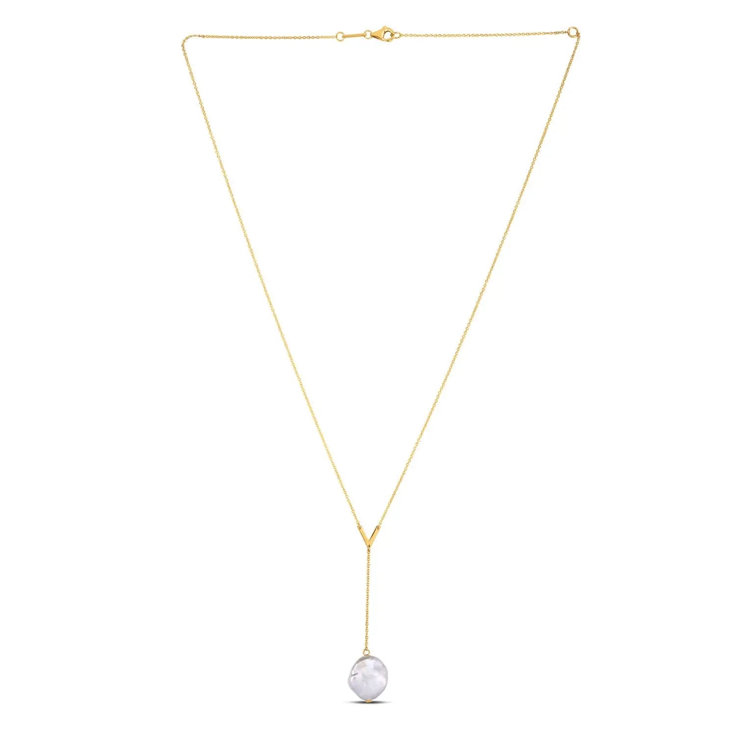 14k Yellow Gold Tesoro Pearl Lariat Necklace RCJ Necklaces  CELESTIA LUXE JEWELLERS
