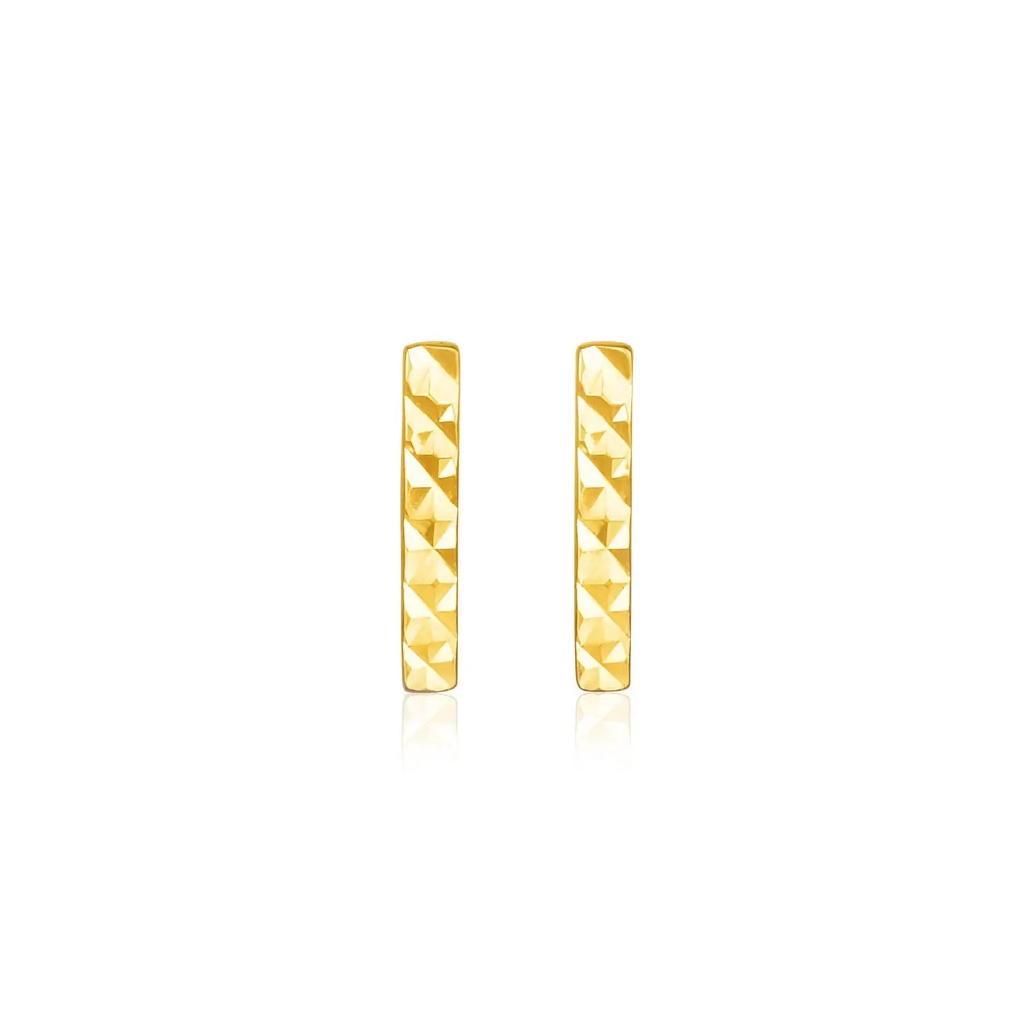14k Yellow Gold Textured Bar Earrings RCJ Earrings  CELESTIA LUXE JEWELLERS