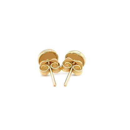 14k Yellow Gold Textured Circle Post Earrings RCJ Earrings  CELESTIA LUXE JEWELLERS