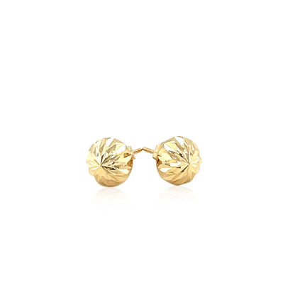 14k Yellow Gold Textured Flat Style Stud Earrings(6mm) RCJ Earrings  CELESTIA LUXE JEWELLERS
