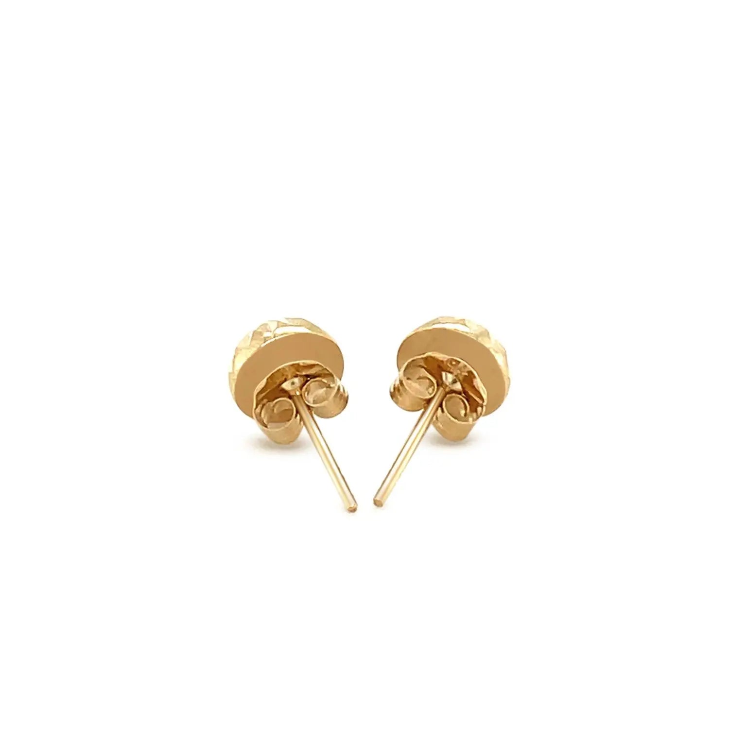 14k Yellow Gold Textured Flat Style Stud Earrings(6mm) RCJ Earrings  CELESTIA LUXE JEWELLERS
