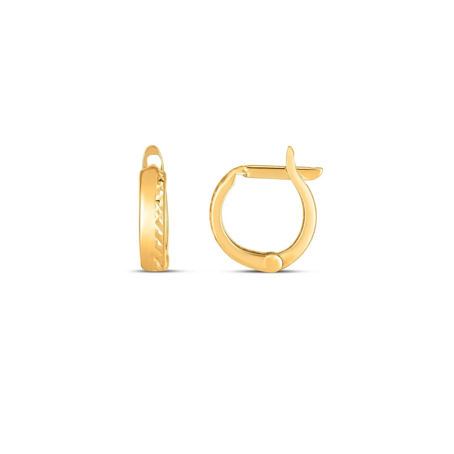 14k Yellow Gold Textured Huggie Hoops(3x10mm) RCJ Earrings  CELESTIA LUXE JEWELLERS