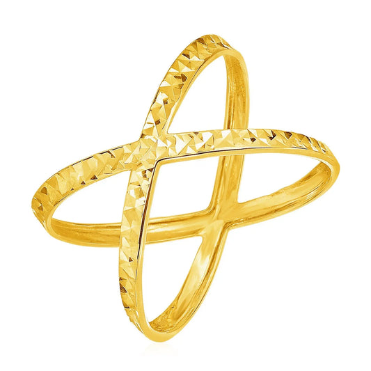 14k Yellow Gold Textured X Profile Ring RCJ Rings  CELESTIA LUXE JEWELLERS
