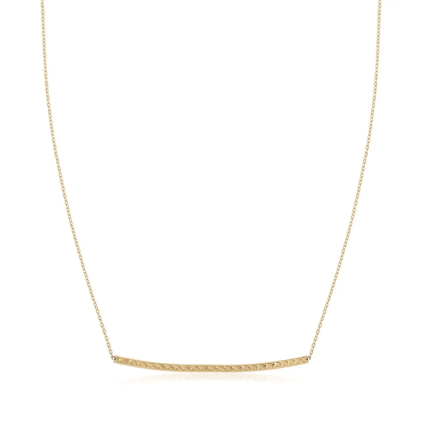14k Yellow Gold Thin Textured Bar Necklace RCJ Necklaces  CELESTIA LUXE JEWELLERS